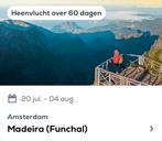 Vliegtickets Transavia A’dam retour Madeira voor 3 personen, Drie personen of meer, Vliegtuig, Buitenland, Met bestemming of datum