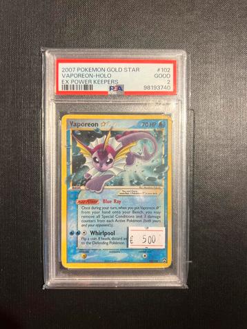 Pokemon Gold Star Vaporeon PSA 2 beschikbaar voor biedingen
