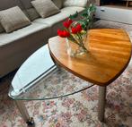 Moderne Salontafel met Houten Blad en Glas draaibaar, Huis en Inrichting, Tafels | Salontafels, Ophalen, Gebruikt