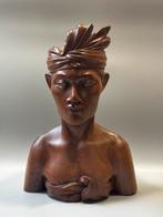 houten buste van een Balinese man, Ophalen of Verzenden