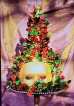 Carnavalshoed rood, groen met gouden masker, Ophalen, Halloween of Griezel