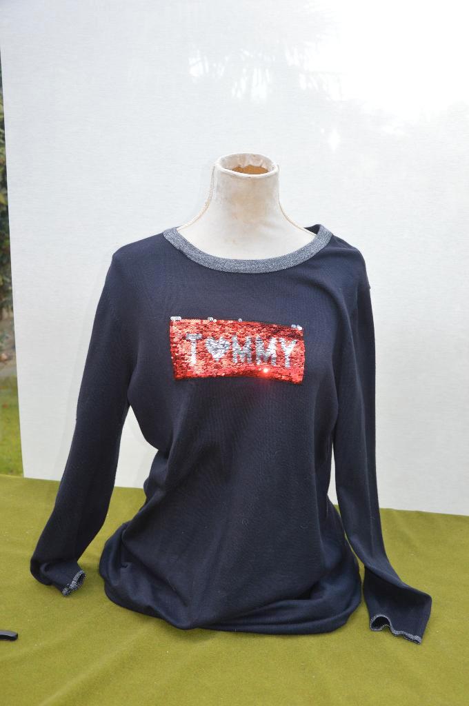 Tommy Hilfiger lange trui / jurk donkerblauw maat XL paillet, Kleding | Dames, Truien en Vesten, Zo goed als nieuw, Maat 46/48 (XL) of groter