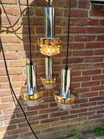 Vintage Massive cascade glazen hanglamp 4 kelken, Ophalen of Verzenden, Zo goed als nieuw, Glas, Minder dan 50 cm