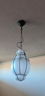 Romantische hanglamp met melkwit glas, Minder dan 50 cm, Glas, Romantisch, Ophalen of Verzenden