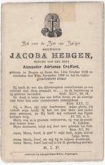 Jacoba Hebgen 1822 Bergen op Zoom + 1899 Bergen op Zoom, Verzamelen, Bidprentjes en Rouwkaarten, Verzenden