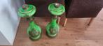 Twee Prachtige Vintage Groene Olielampen – Frans Design, Antiek en Kunst, Ophalen of Verzenden