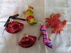 5 glazen "foute" kerstboom hangers, ornamenten, Ophalen of Verzenden, Gebruikt
