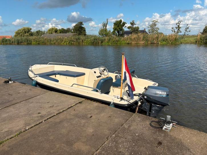 Mythos 435 sloep met yamaha 8pk 4-takt, Watersport en Boten, Sloepen, Gebruikt, Tot 10 pk, 3 tot 6 meter, Buitenboordmotor, Benzine