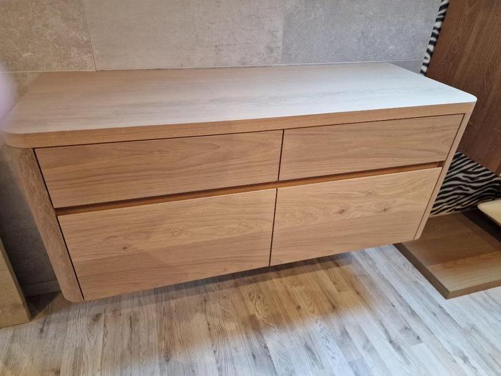 Son Massief eiken houten badmeubel met ronde hoeken 120cm, Huis en Inrichting, Badkamer | Badkamermeubels, Nieuw, Wastafelkast