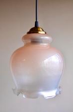 Vintage Franse Hanglamp met Frosted Glas, Ophalen of Verzenden, Gebruikt, Glas, Minder dan 50 cm