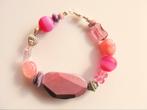 Armband Candy agaat-glas-charoiet-howliet-kralen zilver, Ophalen, Nieuw, Met edelsteen, Roze