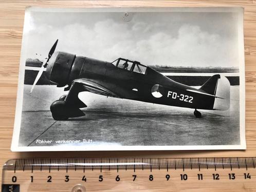 Fokker D.XXI FD-322 Jacht Vliegtuig WO2 Kaart LVA Luchtvaart, Verzamelen, Luchtvaart en Vliegtuigspotten, Zo goed als nieuw, Kaart, Foto of Prent
