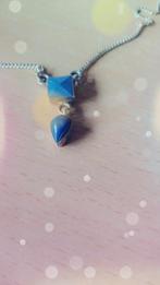 Een prachtige silvere ketting + hanger  Turkwais, Ophalen of Verzenden, Nieuw, Blauw, Zilver