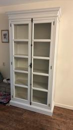 Witte vitrine kast 2 deurs, Ophalen, Met deur(en), Glas, Landelijk