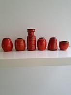 6 oranje rode Ravelli vaasjes, Antiek en Kunst, Antiek | Keramiek en Aardewerk, Verzenden