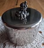 Verzilverd potje met deksel, druiventros, appeltjes, fruit, Antiek en Kunst, Curiosa en Brocante, Ophalen of Verzenden