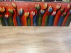 Abstract Schilderij Tulpen Cobra Art 145x50cm, Antiek en Kunst, Kunst | Schilderijen | Abstract, Ophalen