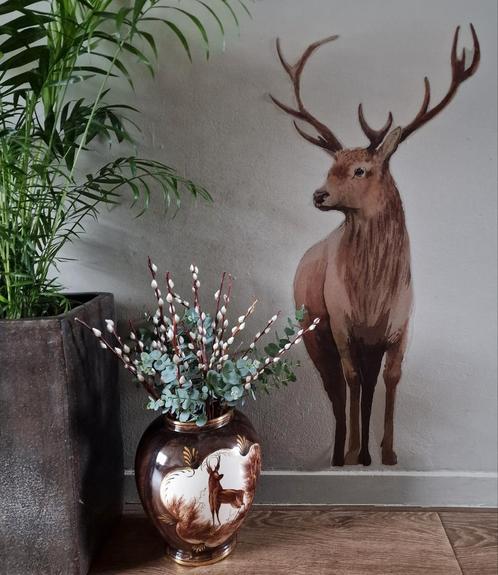 Vintage vaas - H. Bequet - Edelhert, Huis en Inrichting, Woonaccessoires | Vazen, Zo goed als nieuw, Overige kleuren, Minder dan 50 cm