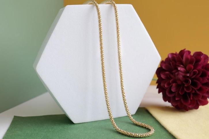 14 Karaat Gouden Ketting Mesh Schakel, Sieraden, Tassen en Uiterlijk, Kettingen, Zo goed als nieuw, Goud, Goud, Ophalen of Verzenden