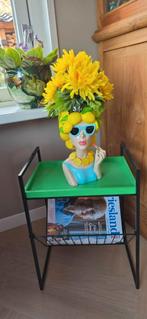 Bijzettafeltje zwart met lectuurbak groen, Minder dan 55 cm, Metaal of Aluminium, Zo goed als nieuw, Rechthoekig