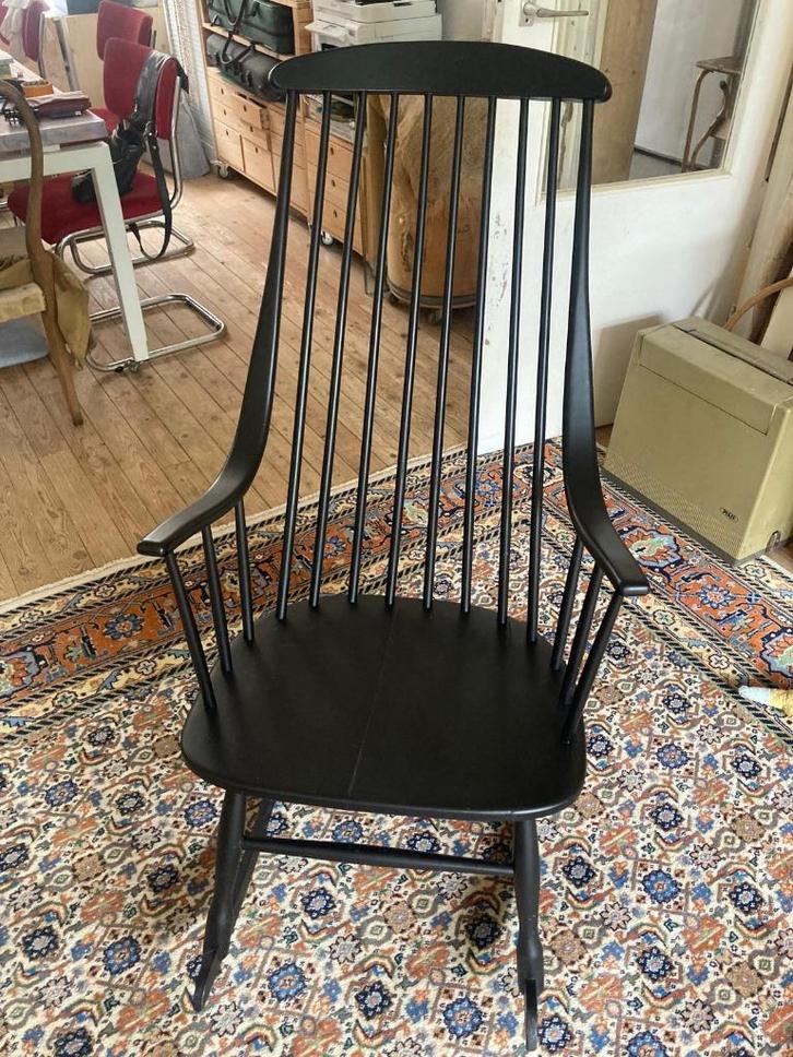 Schommelstoel zwart Lena Larsson Grandessa pastoe vintage, Huis en Inrichting, Stoelen, Gebruikt, Eén, Hout, Zwart, Ophalen
