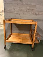 Vintage Houten Dranken Trolley met Wieltjes, Ophalen, Gebruikt, Minder dan 70 cm, Inklapbaar