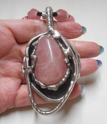 Rozenkwarts ketting met Dansk Smykkekunst hanger nr.1571 beschikbaar voor biedingen