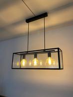 Moderne zwarte hanglamp met glazen lichtbak, Ophalen, Industrieel modern, Zo goed als nieuw, Metaal