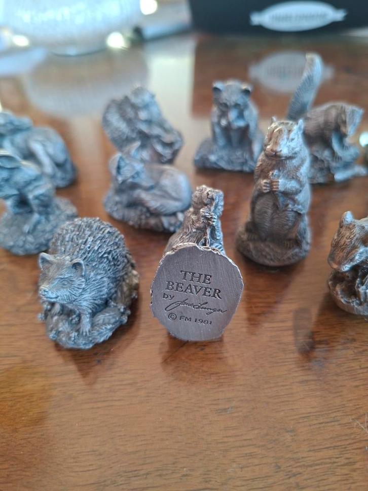 Jane Lunger Tinnen Dierenbeeldjes FM 1981, Antiek en Kunst, Kunst | Beelden en Houtsnijwerken, Verzenden