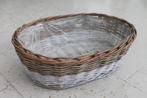 Rieten mand, plantenbak, ovaal, wicker / rattan, bruin / wit, Minder dan 30 cm, Minder dan 60 cm, Ophalen of Verzenden, Zo goed als nieuw