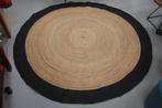 Rond vloerkleed Ø240 cm. Jute naturel met zwarte rand