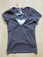 Bruin t-shirt met nep-hemdje van Esprit, maat M (valt als S), Gedragen, Esprit, Maat 38/40 (M), Bruin