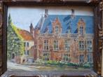 Aquarel Grand huizen Brugge, Antiek en Kunst, Kunst | Schilderijen | Klassiek, Ophalen of Verzenden