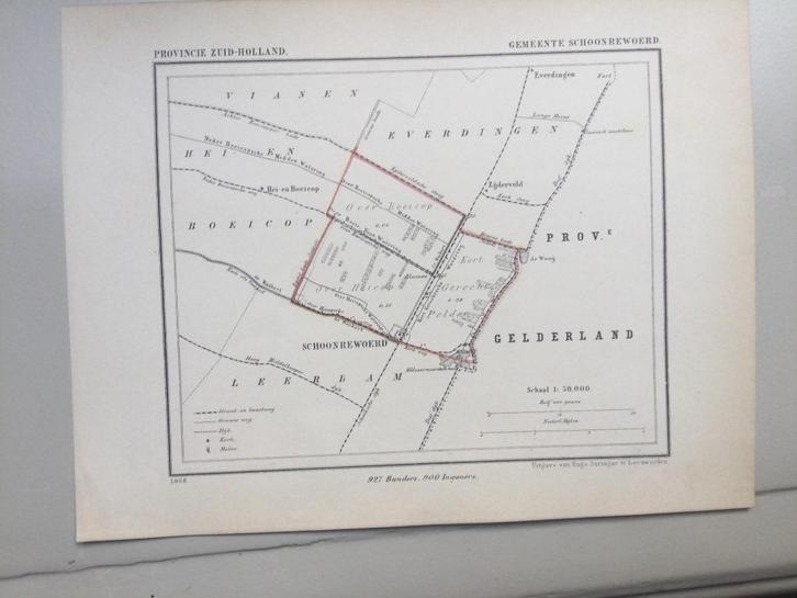 Vijfheerenlanden, Schoonrewoerd, ,Jacob Kuyper, 1868, Antiek en Kunst, Kunst | Etsen en Gravures, Verzenden