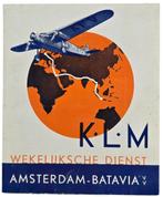Flyer - KLM Wekelijksche Dienst Amsterdam Batavia (1931), Verzenden, Zo goed als nieuw