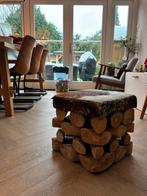 Stoer Laag Krukje met vachtje 35x35x35, Ophalen, Hout