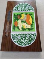 vintage houten kaasplank met keramische tegels op, Ophalen of Verzenden, Zo goed als nieuw