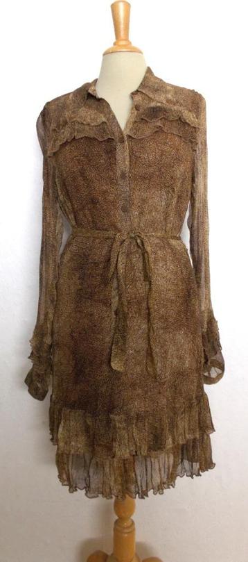 Mooi bruin super zacht 100% silk jurkje! M beschikbaar voor biedingen