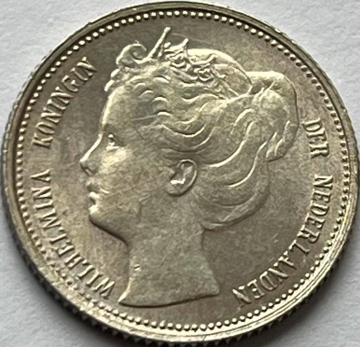 Schitterend dubbeltje 1901, Postzegels en Munten, Munten | Nederland, Losse munt, 10 cent, Koningin Wilhelmina, Zilver, Ophalen of Verzenden