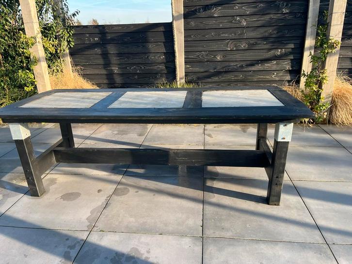 Grote tuintafel - 2.40 x 1.0 meter, Tuin en Terras, Tuintafels, Gebruikt, Rechthoekig, Hout, Ophalen