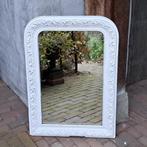 Brocante oude Franse spiegel wit geverfd 75x54cm *Etage3*, Ophalen, Gebruikt, ., .