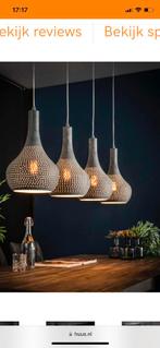Hanglamp 4 grijze kegelvormige lampen 1.20 meter., Ophalen, Zo goed als nieuw