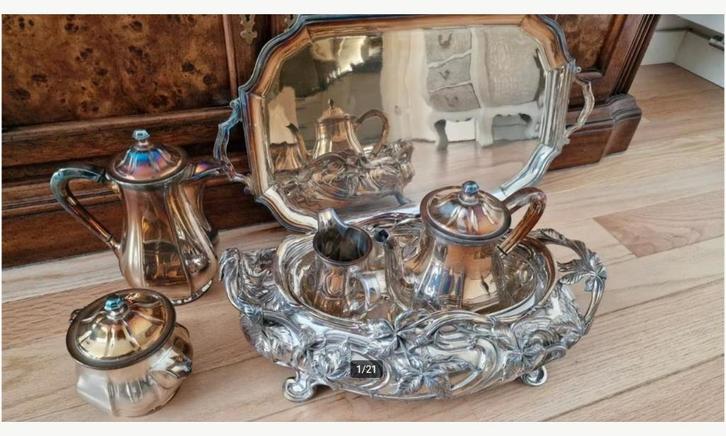 Wiskemann Koffieservies - 6 Delig Verzilverd, Antiek en Kunst, Antiek | Servies compleet, Ophalen