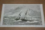 Antieke gravure - Stranding stoomschip Ulysses - 1877 !!, Gebruikt, Ophalen of Verzenden