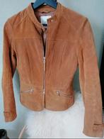 Suede leren jasje Mango XS/ cognac bruin/leer jack/jas/rits, Mango, Bruin, Ophalen of Verzenden, Zo goed als nieuw