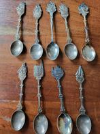 9 Verzilverde Theelepels met Stadswapens, Ophalen of Verzenden