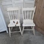 Twee witte houten stoelen, Huis en Inrichting, Stoelen, Gebruikt, Twee, Ophalen of Verzenden, Hout