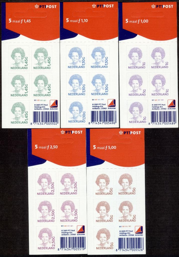 Ned. NVPH PB V1491b-V1501b Beatrix inversie 1992-2001, Postzegels en Munten, Postzegels | Nederland, Ophalen of Verzenden, Na 1940