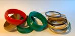 Vintage Plastic Armbanden Jaren 70/80 rood groen bruin, Sieraden, Tassen en Uiterlijk, Armbanden, Ophalen of Verzenden, Gebruikt