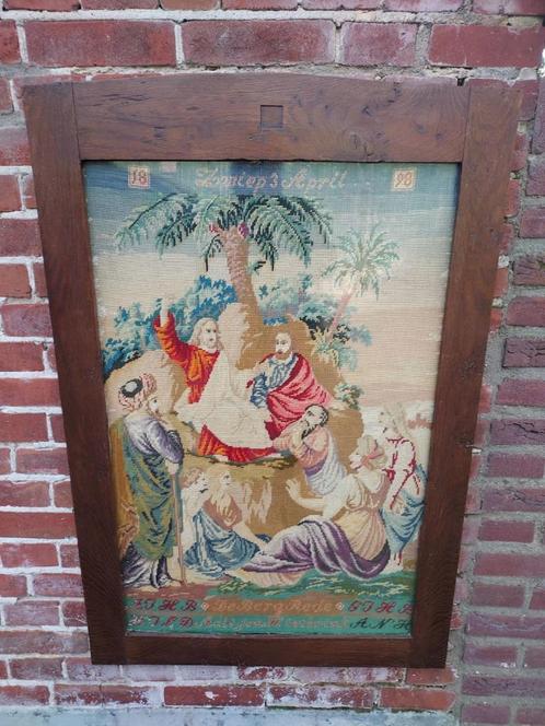 Antieke religieuze merklap/naaldwerk anno 1898., Antiek en Kunst, Kunst | Overige Kunst, Ophalen